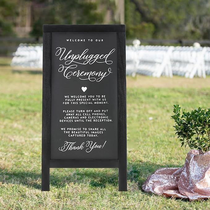 DAHAPYBOO Sandwich Board 48"x24" Solid Pine Wood Rustic Black, Chalk Board Sign - Image 6