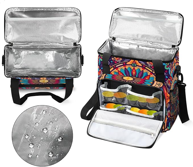 Boho Mandala Flowers Bohemian Coffee Maker Carring Bag, Large Insulated Storage - Image 3