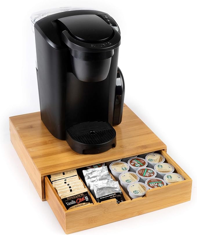 Bamboo Land- Bamboo K Cup Holder, 4 Adjustable Dividers, 36 K Cup Pod Storage by BAMBOOLAND