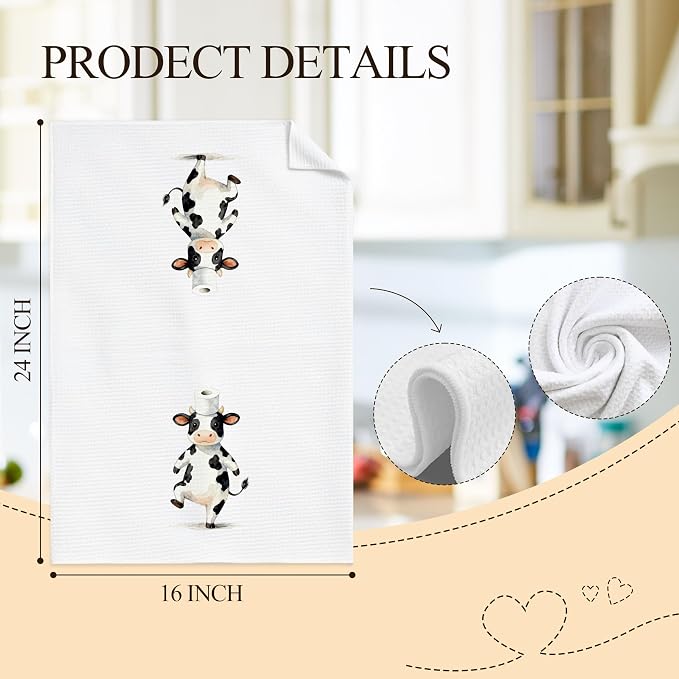 Funny Cow Bathroom Hand Towels, Cow Lover Gifts, Cute Bathing Calf Farm Animal - Image 7