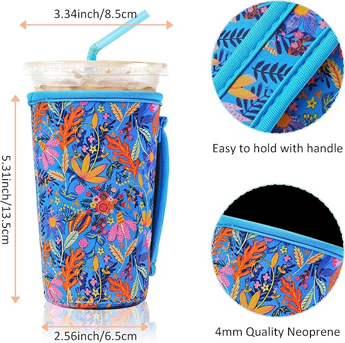 KJQJLY 4 Pack Iced Coffee Sleeve, reusable Neoprene Cup Sleeves Suitable - Image 3
