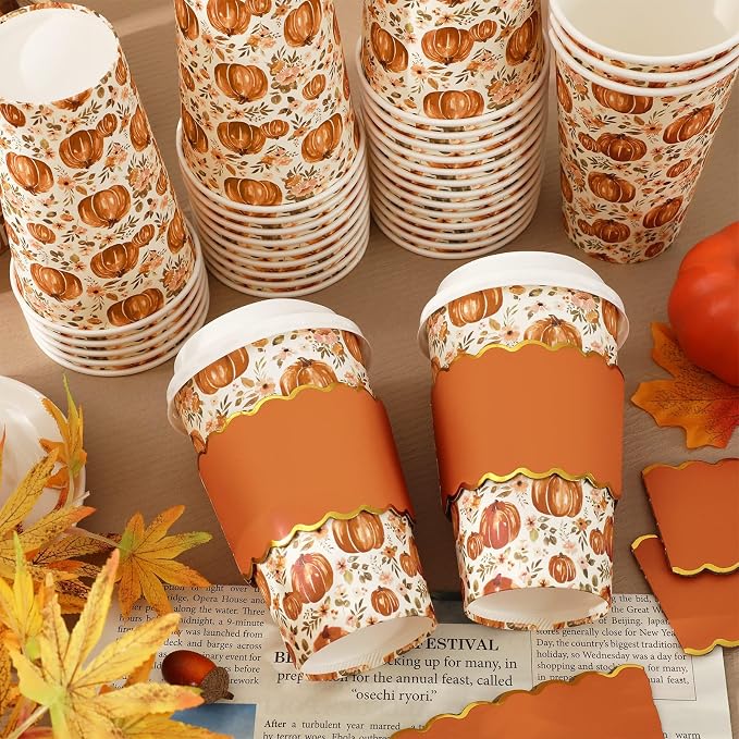 JarThenaAMCS 50 Pcs Fall Coffee Cups - Image 4