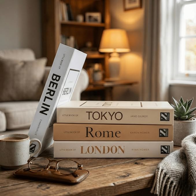 PROBENEX 4 Pcs Decorative Books | Faux Mocha Coffee Table & Shelf Decor | Warm - Image 5