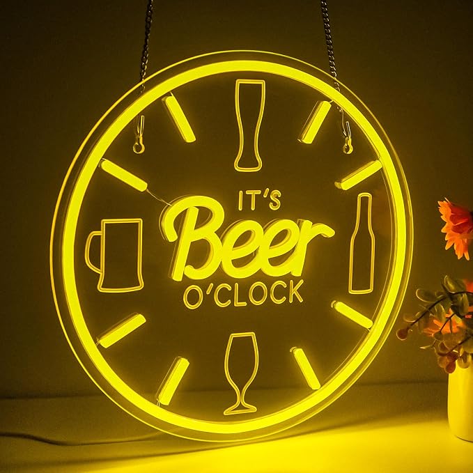 Beer Neon Sign Bar Neon Sign for Wall Decor, LED Dimmable It's Beer O'Clock - Image 5