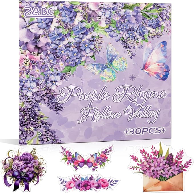 Purple Garden Scene Theme Sticker Scrapbooking Supplies by UIDEYVI