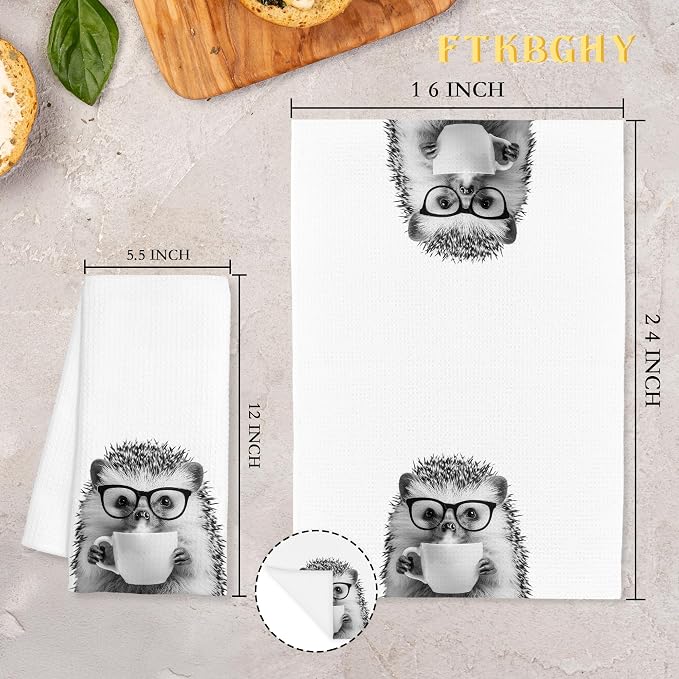 Funny Hedgehog Decor Coffee Kitchen Towels Gift, Hedgehog Gifts - Image 7