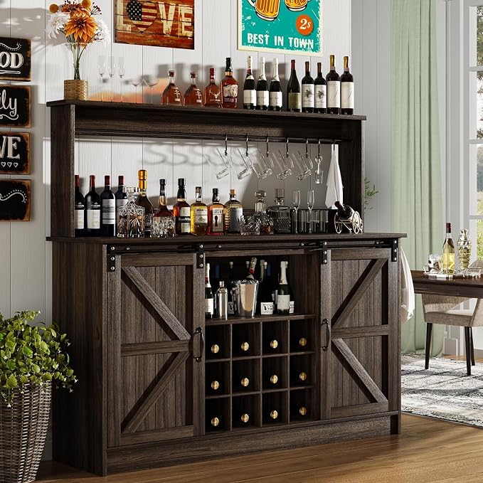 4ever2buy Farmhouse Coffee Bar Cabinet - Image 8