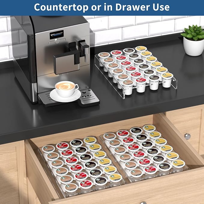 AITEE Acrylic K Cup Drawer Organizer, Hold 24 Coffee Capsules, K Cup Coffee Pod - Image 6