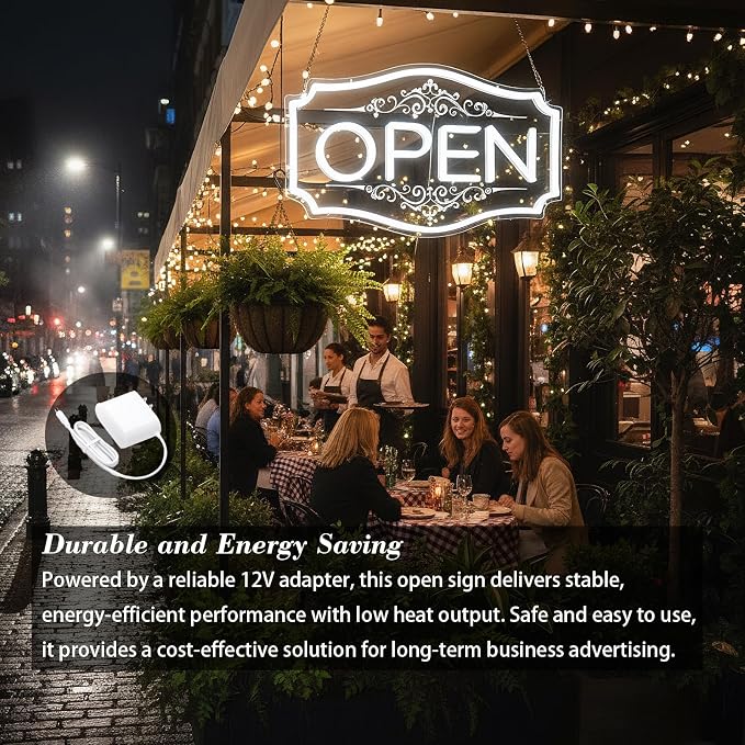 22" x 13" Open Sign for Business, LED Dimmable Neon Open Sign - Image 5