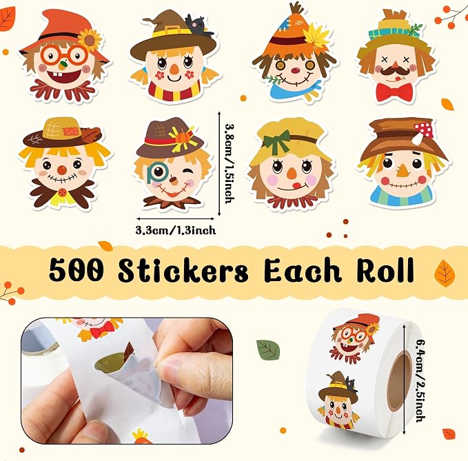 Haooryx Fall Scarecrow Sticker Rolls - Image 2