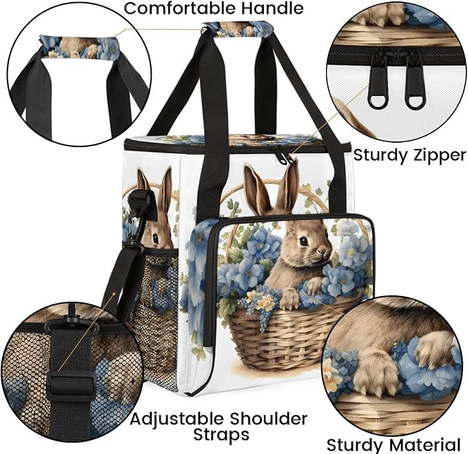 Easter Bunny Coffee Maker Carring Bag, Large Insulated Storage Organizer Case - Image 6
