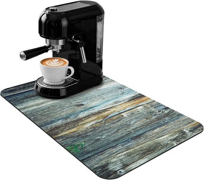 Small Coffee Mat 19x12 Inch, Wood Grain Counter Top Mat, Absorbent Hide Stain by Unknown