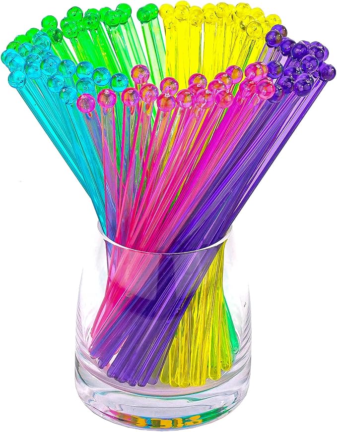 hapray 100-PCS 5 Color Plastic Swizzle Sticks, Crystal Cake Pops, Cocktail by hapray