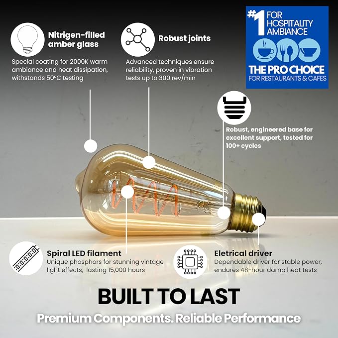 TimelessGlow 4 Pack Dimmable ST19 ST64 LED Edison Bulbs 5W 40W Equivalent Warm - Image 10
