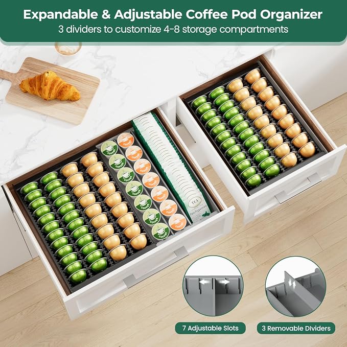 EsLuker.ly K Cup Coffee Pod Holder Organizer, Plastic Coffee Tea Drawer Insert - Image 4