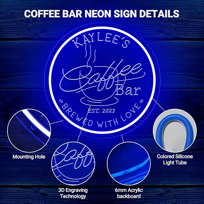 Personalized Neon Coffee Bar Sign - Image 6