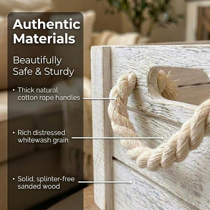 Set of 3 Rustic Nested Wooden Crates - Image 4