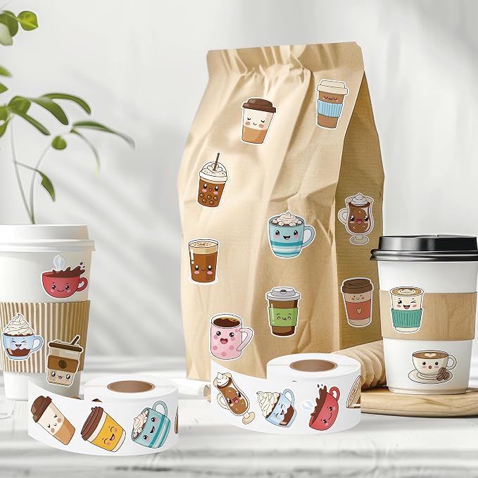 Haooryx Cute Coffee Sticker Rolls - Image 4