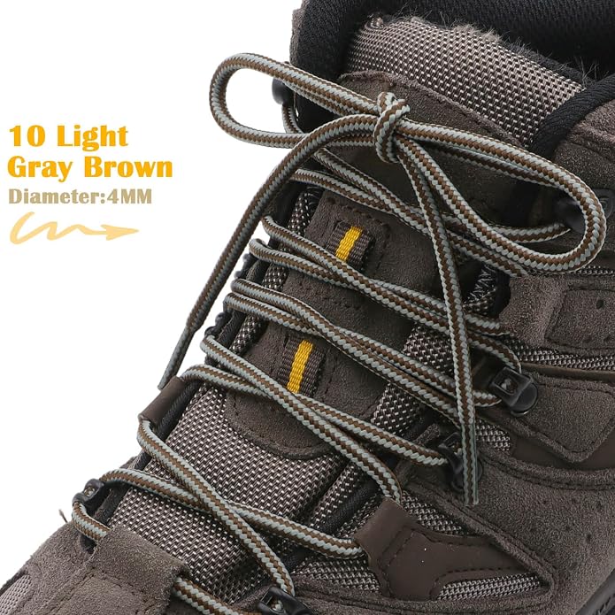 DELELE 2 Pair Round Boot Laces Outdoor Hiking Walking Shoelaces Dual Coloured - Image 2