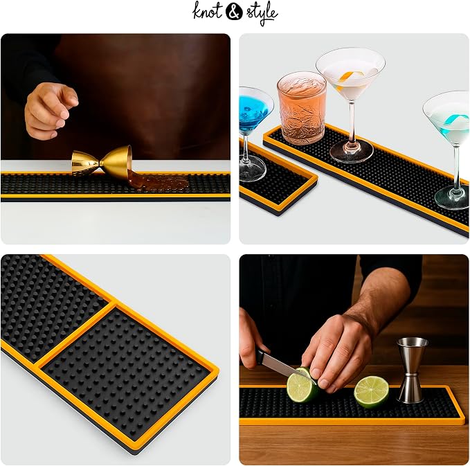 Gold Bar Mats 2 Pack – 24"x3" Slim Rubber Bar Rail & Spill Mat - Image 6