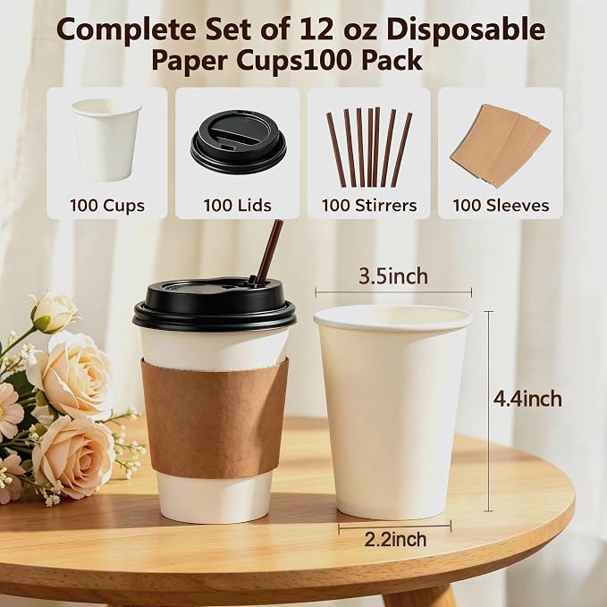 12 oz Disposable Paper Cups - Image 2