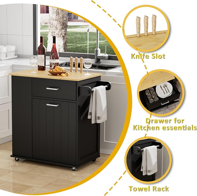 HQZX Rolling Kitchen Island - Image 4