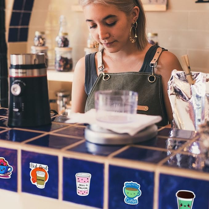 100 Pieces Cute Coffee Stickers - Image 4