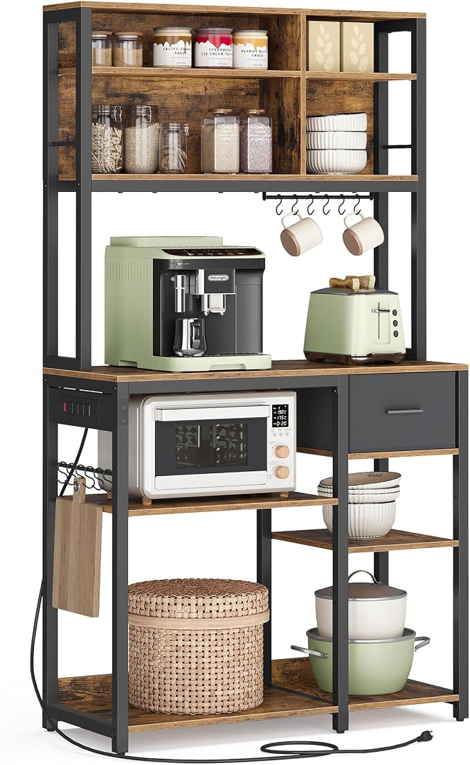 VASAGLE Bakers Rack with Charging Station, Coffee Bar, 15.7 x 31.5 x 71 Inches by Unknown