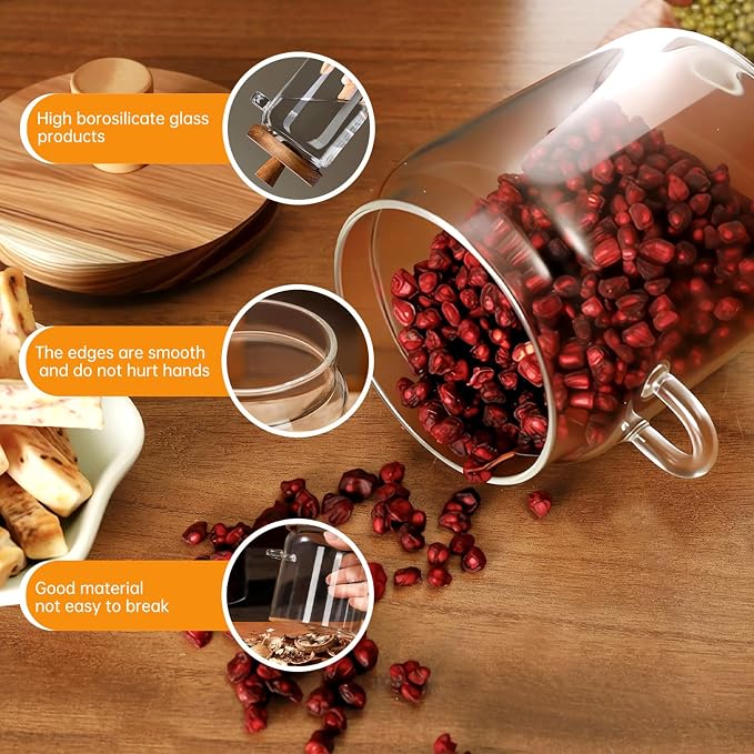 Glass Coffee Bean Storage Container, Wood Lid - Image 7