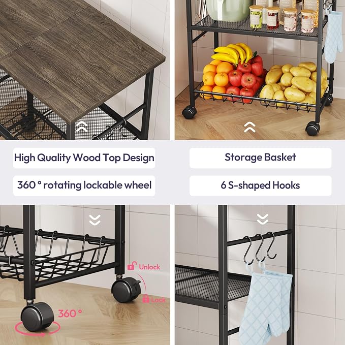 SWTYMIKI Rolling Kitchen Microwave Cart - Image 8