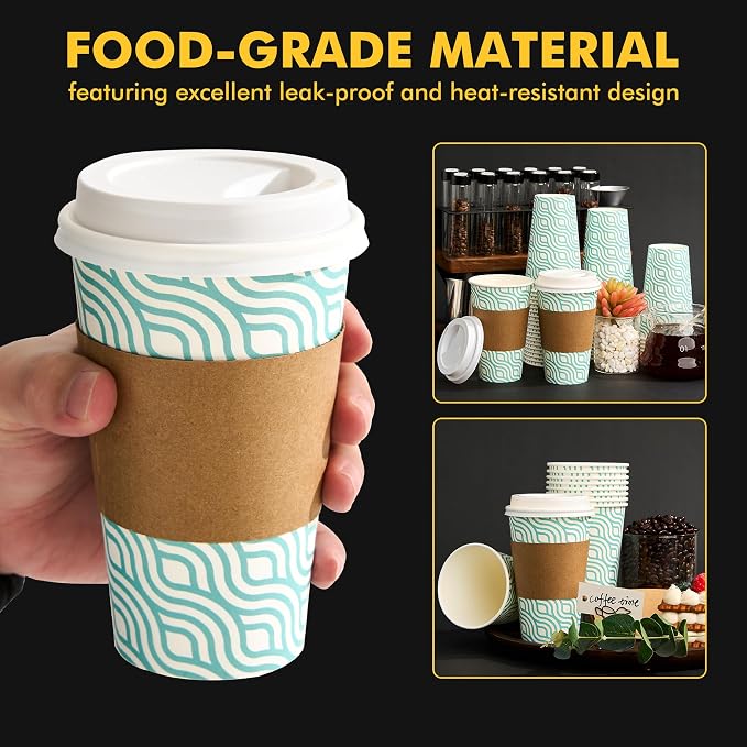 RACETOP 16 oz Paper Coffee Cups, 100 Pack Disposable Coffee Cups - Image 8