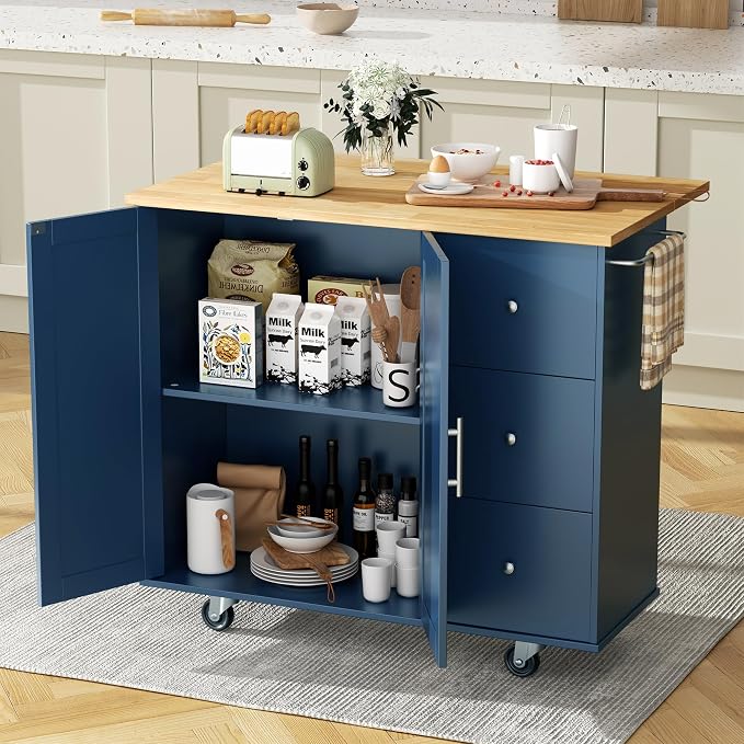 JY QAQA 40" Kitchen Island Cart Furniture cart on Wheels Rolling Portable by JYQAQA