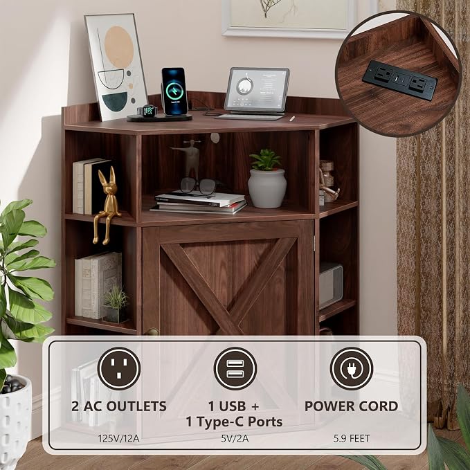 Vabches Corner Cabinet, Corner Storage Shelf - Image 3