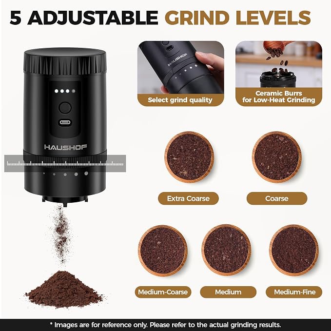 HAUSHOF Portable Coffee Grinder, Camping Coffee Makers, Portable Burr Coffee - Image 3