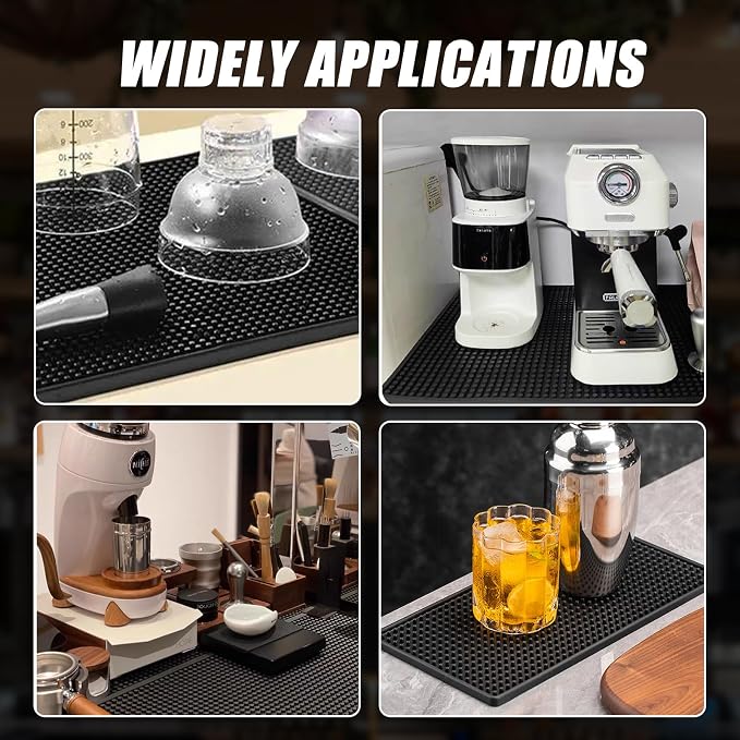 6" x 12" Small Bar Mat, Coffee Mat Small Black PVC Mat, Spill Mats - Image 6