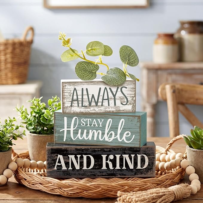 Lineshading 4 Pcs Inspirational Farmhouse Table Decor Always Stay Humble and - Image 4