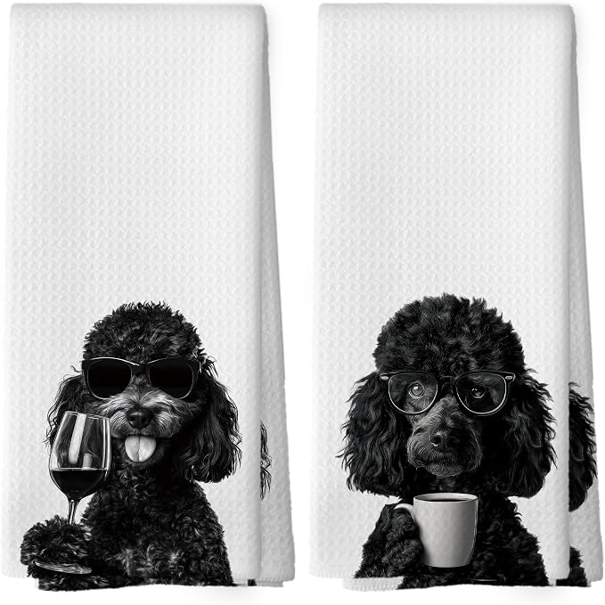 Funny Labradoodle Kitchen Towels Set of 2, Funny Dog Kitchen Accessories by Mcehtle