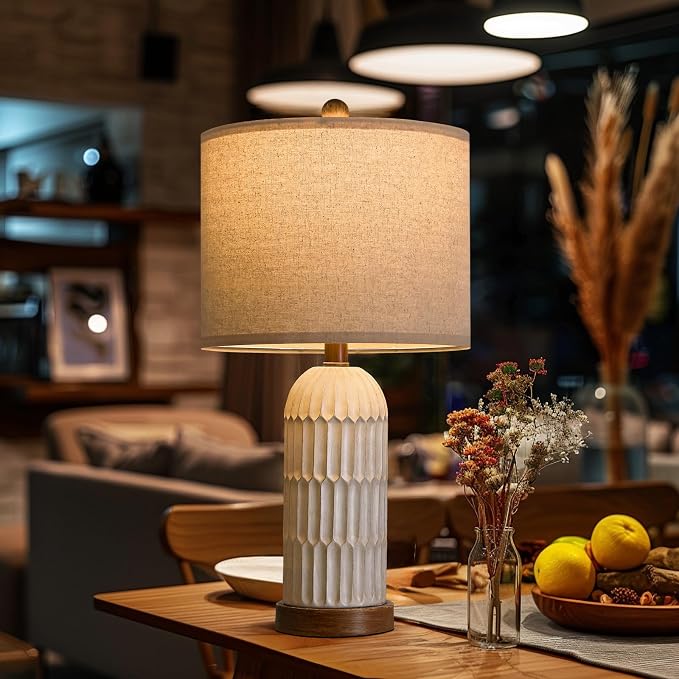 OYEARS 22.5" Bedside Table Lamps Set of 2, Farmhouse Table Lamp - Image 8