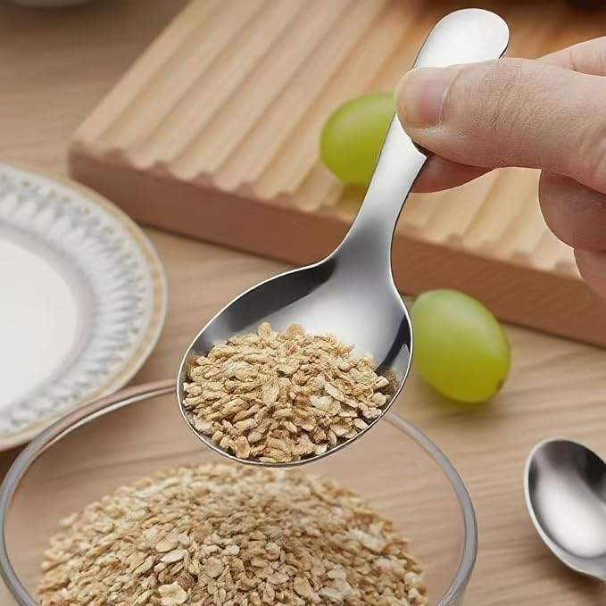 5 PCS Short Handle Spoons Stainless Spoons Silver Coffee Scoops Mini Scoops - Image 7