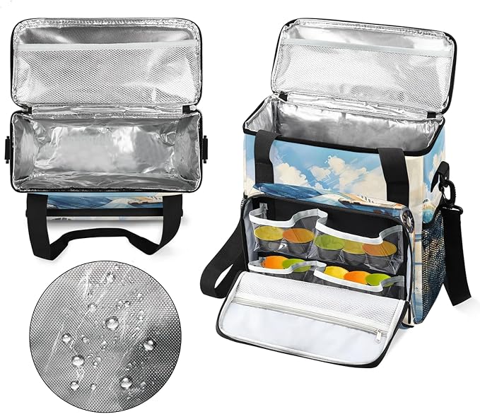 Airplane Retro Coffee Maker Carring Bag, Large Insulated Storage Organizer Case - Image 3