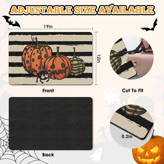 Arttown Coffee Mat for Countertops, Retro Striped Pumpkin Devil Gourd Dish - Image 3