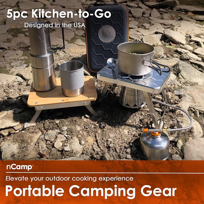 nCamp Kitchen to Go 5 Piece Bundle, Portable Compact Multi-Fuel Burning Camping - Image 2