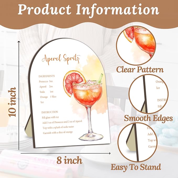 Aperol Spritz Bar Sign, Cocktail Bar Recipe Sign - Image 2