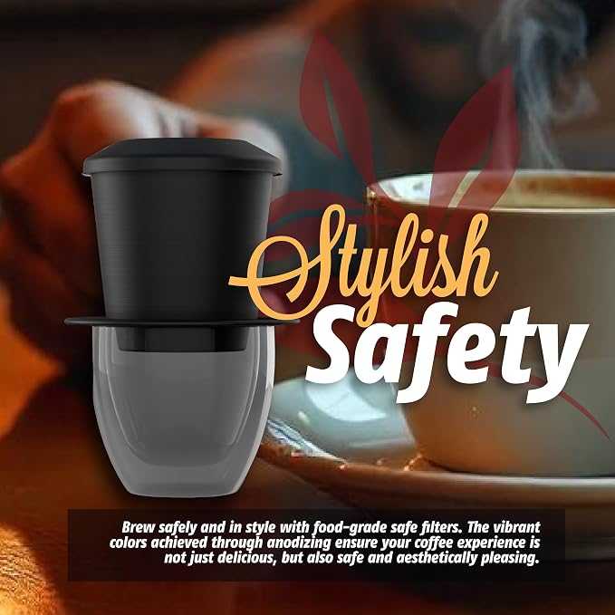 Birdee Phin Coffee Filter Set – Pack of 2, 6 oz Aluminum Black Vietnamese - Image 5