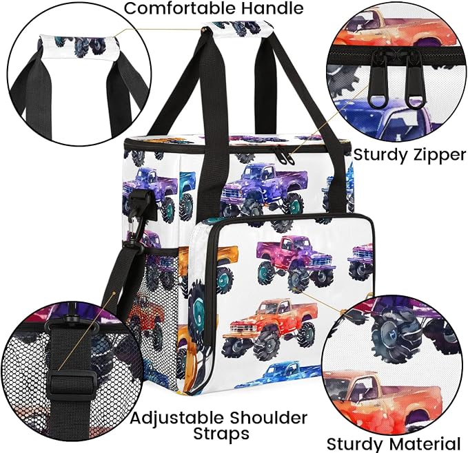 Cars Monster Trucks Coffee Maker Carring Bag, Large Insulated Storage Organizer - Image 6