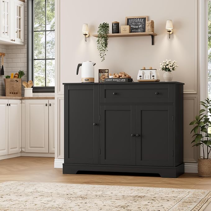 HOSTACK Buffet Cabinet with Storage, Modern Sideboard Buffet with Doors - Image 5