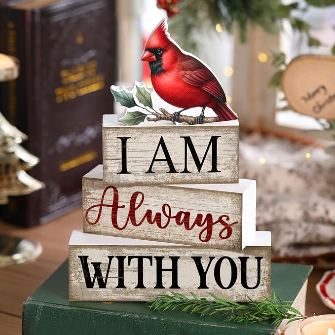 4 Pieces Cardinal Gift Decorations Wooden Red Cardinal Sign - Image 6
