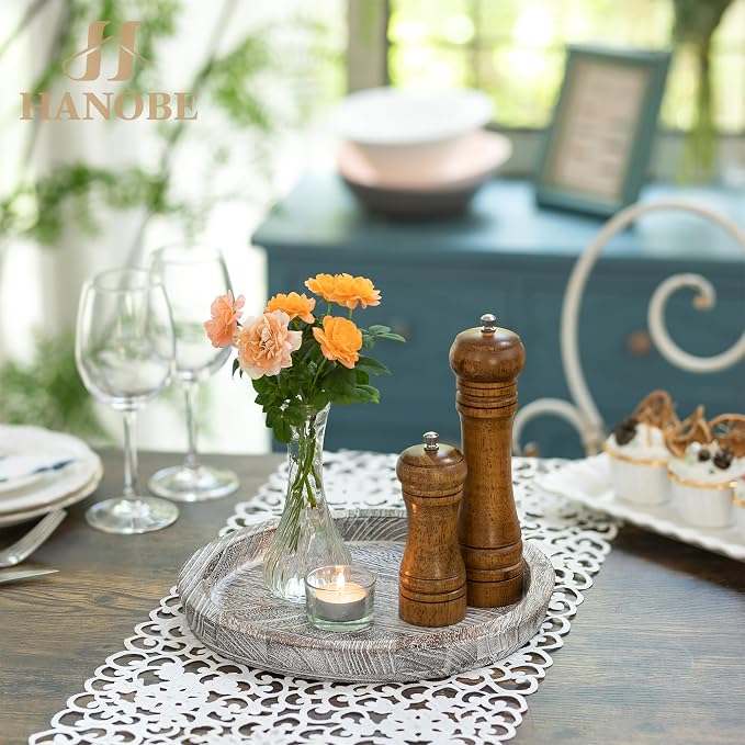 Hanobe Decorative Tray for Coffee Table: Round Candle Plate Holder Centerpieces - Image 8