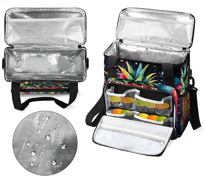 Pineapple Coffee Maker Carring Bag, Large Insulated Storage Organizer Case Tote - Image 3