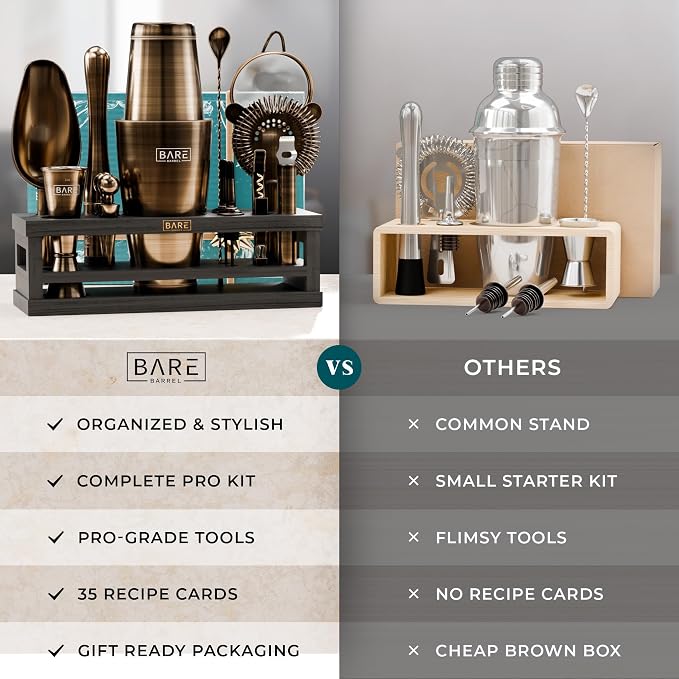 BARE BARREL® Mixology Bartender Kit Bar Set | 16-Piece Cocktail Shaker Set | - Image 6